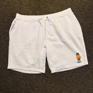 Polo Ralph Lauren Bear Preppy Fleece Sweat Shorts Light Blue Mens Size XXL